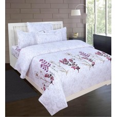 Pigment Print Soft PureCotton Florida Design Bedsheet With 2 Pillow Covers Set For Double Bed 