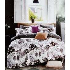 Floral Leaf Print Elegent Luxury Designer Cotton Double Bedsheet With 2 Pillow Covers Set