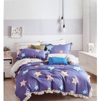 ABSTRACT STAR DESIGN DOUBLE BED PURE COTTON BEDSHEET WITH 2 PILLOW COVERS