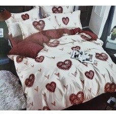 Heart Printed Pure Cotton Premium Double Bedsheet With 2 Pillow Covers Set