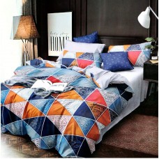Multi Triangle Abstract Printed Bedsheet With 2 Pillow Covers For Double Bed