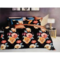 Floral Printed Glace Cotton Soft Bedsheet With 2 Pillow Covers Set For Double Bed