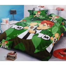 Ben 10 Printed Boys Kids Double Bedsheet With 2 Pillow Covers