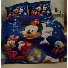 Printed Micky Mouse Kids Cartoon Bedsheet With 1 Pillow Cover Set