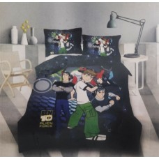 Ben 10 Cartoon Printed Kids Bedsheet For Single Bed With 1 Pillow Cover