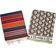 LINNING SATRANJI / CARPET AND MAYUR PANKH BLANKET IN PURE COTTON- PACK OF 2