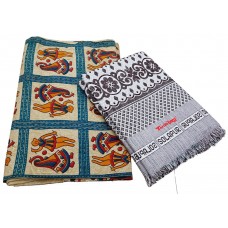 Pure Cotton Double Bedsheet With 2 Pillow Covers And Cotton Ethnic Designer Single Solapur Chaddar / Blanket - Pack Of 2