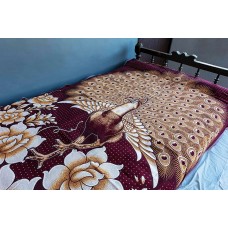 Pure Cotton Big Peacock Design Solapur Chaddar Cotton Blanket For Single Bed